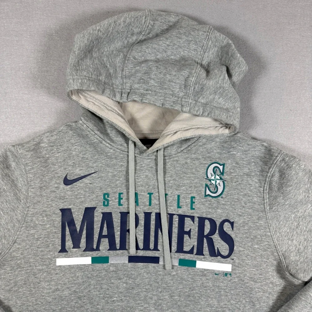 Nike Seattle Mariners Hoodie Mens M Gray Pullover MLB‎ Baseball Sweatshirt Logo